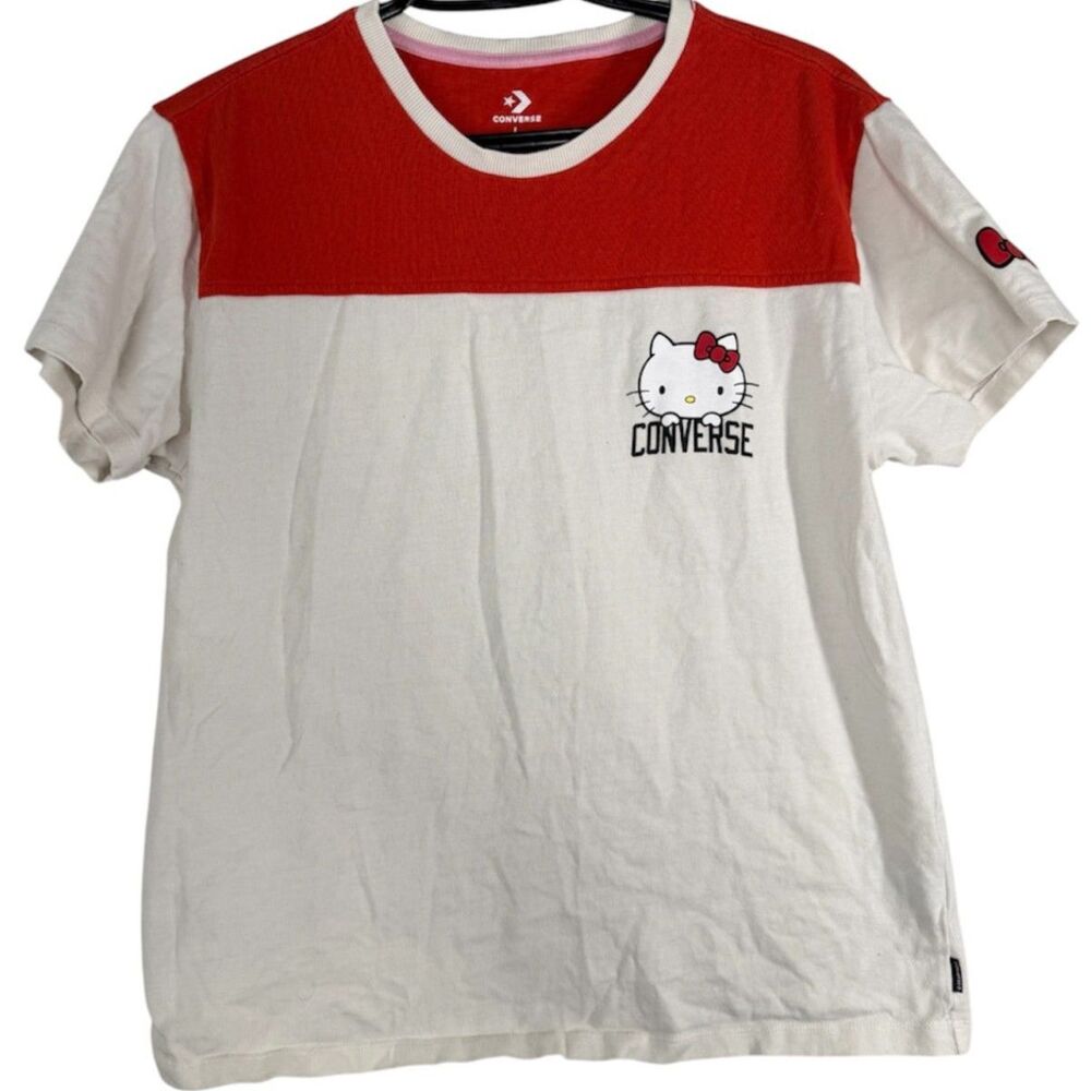 Converse x Hello Kitty Womens Spirit Jersey T Shirt Sz L Limited Edition